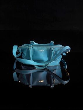 Coach Legacy Molly East West Satchel Blue Leather Tag Bag Strap Handbag 21132 !!